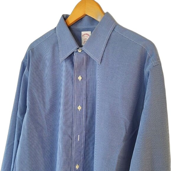 Brooks Brothers Other - EUC Brooks Brothers 346 Non-Iron Blue Check Dress Shirt Men's Size 17 1/2 - 35